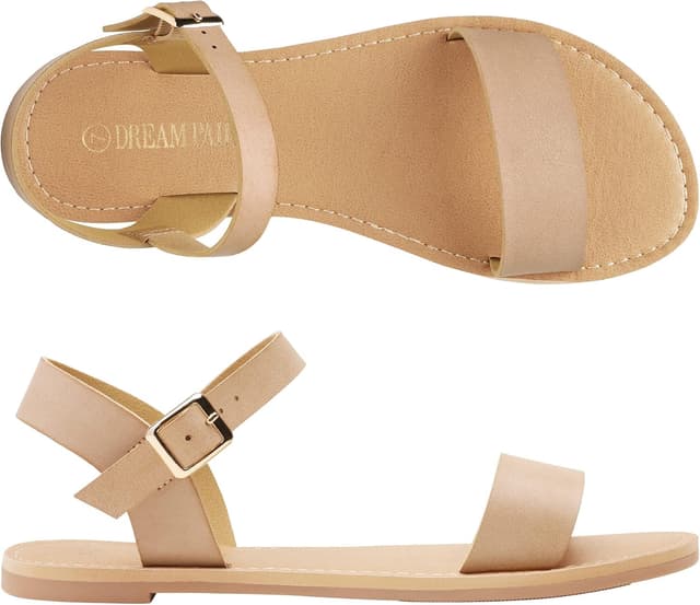 Detalle 2 de DREAM PAIRS Women’s Ankle Strap Flat Sandals with Buckle (Open-Toe One-Band)