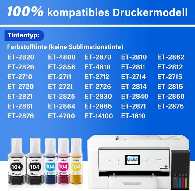 Detalle 2 de Tinte 104 Multipack kompatibel für Epson 2x140 ml Schwarz