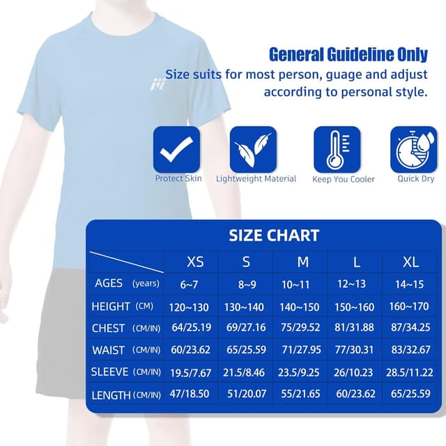 Detalle 2 de MEETWEE Ragazzi maglietta da bagno manica corta UV UPF50+ per nuoto e surf