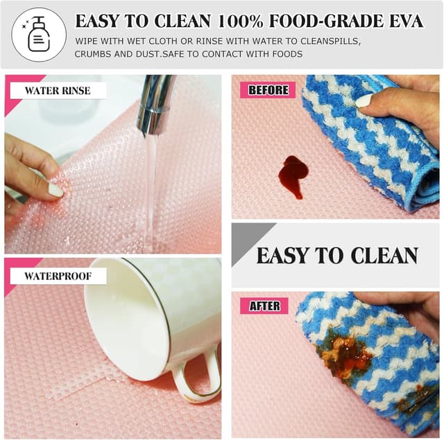 Detalle 2 de Daixers 10-Pack Washable Refrigerator Liner Mats (Food-Grade Waterproof EVA), Pink