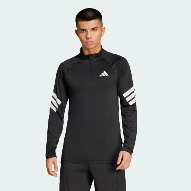 Detalle de adidas Camiseta Icon 1/4-Zip de 3 bandas en negro