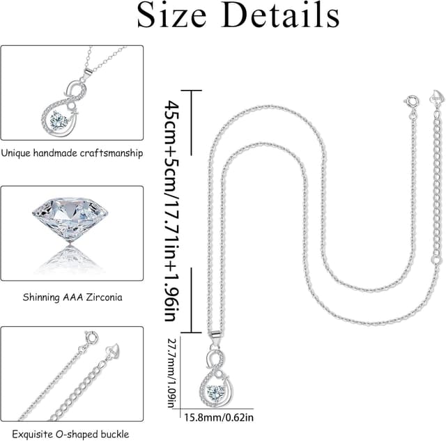 Detalle 2 de Collier J.MUEN pour femme en argent sterling 925 avec pendentif (45+5 cm) — coffret cadeau inclus