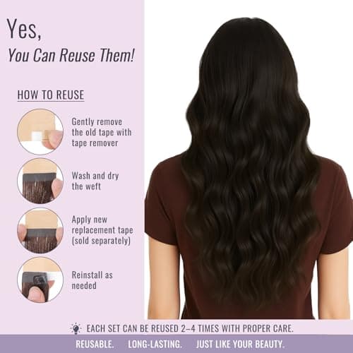 Thumbnail 6 de Fshine Tape-in Extensiones de Cabello 🧑🦰 12" Marrón Oscuro