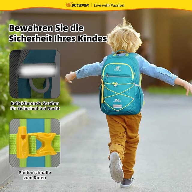 Detalle de SKYSPER Kinder-Wanderrucksack für Jungen & Mädchen (3–8 Jahre) – mit verstellbarem Brustgurt und Hüftgurt