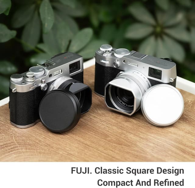 Detalle 2 de JJC Classic Square Metal Lens Hood with 49mm Adapter Ring for Fujifilm X100VI / X100V / X100F (Black)