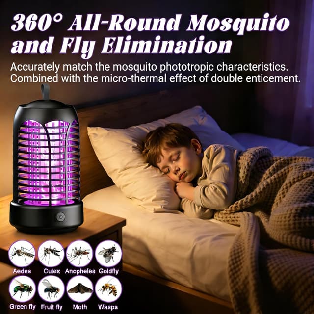 Detalle 2 de YOUKK Lampe Anti Moustique avec éclairage LED – piège électrique intérieur et extérieur