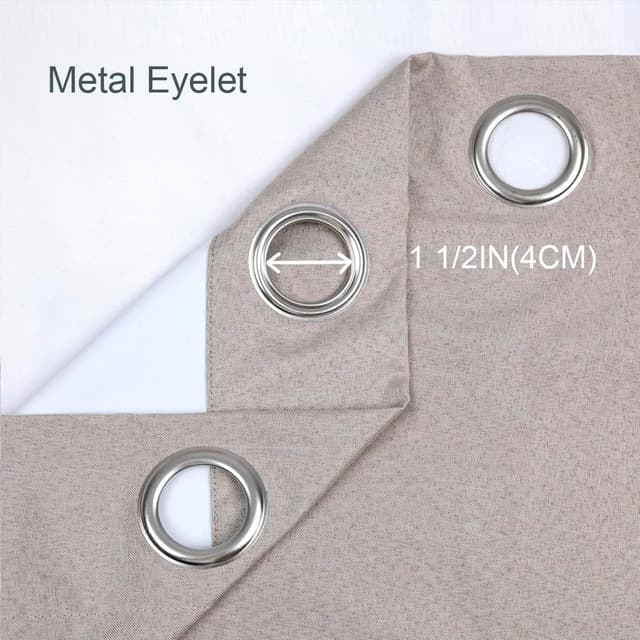 Detalle de Chlophy Blackout Curtains Linen Look Taupe Brown Eyelet (2 Panels) 66×90IN
