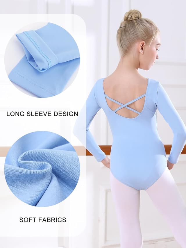 Detalle de Bezioner Ballet Leotard for Girls – Long Sleeve Gymnastics & Dance Outfit (88% nylon, 12% spandex)