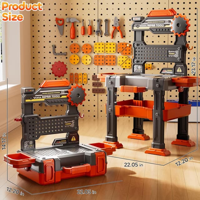 Thumbnail 5 de KIZONLY Kids Tools 2-in-1 Workbench for Ages 3–8