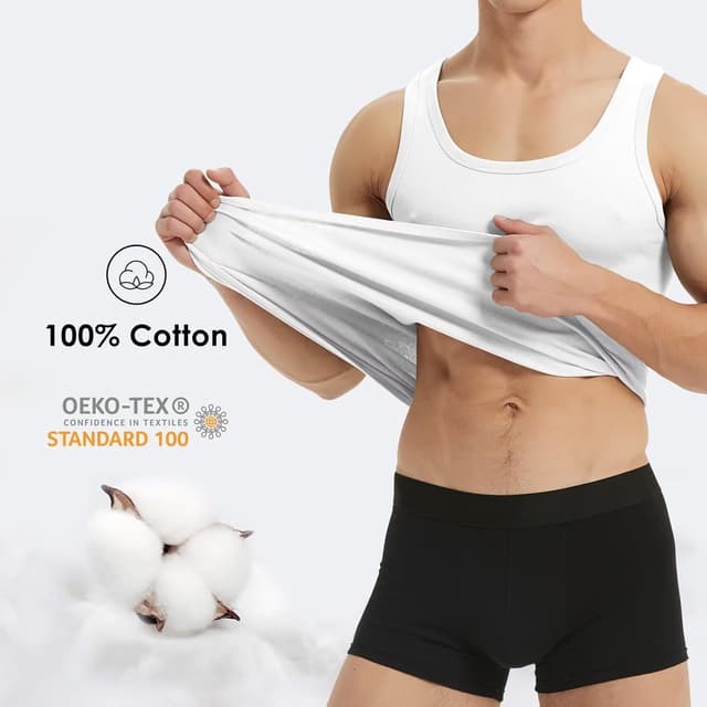 Detalle de YouShow Herren-Unterhemd im 3/5er Pack aus 100% Baumwolle (Feinripp) – etikettfrei