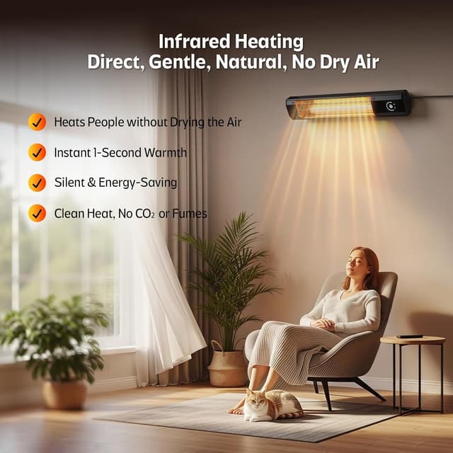 Thumbnail 3 de Wall-Mounted Electric Patio Heater 1500W