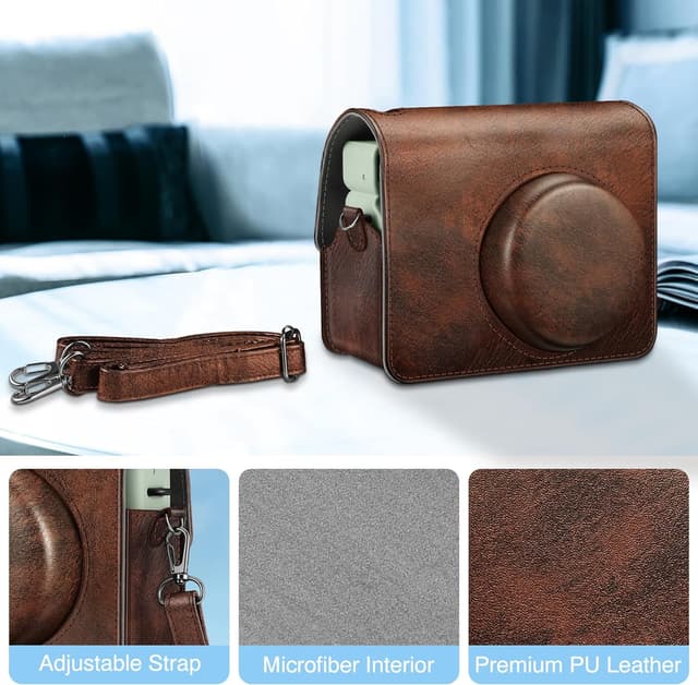 Detalle 2 de FINTIE Tasche für Fujifilm instax Wide 400 – Premium Hülle mit abnehmbaren Riemen (Braun)