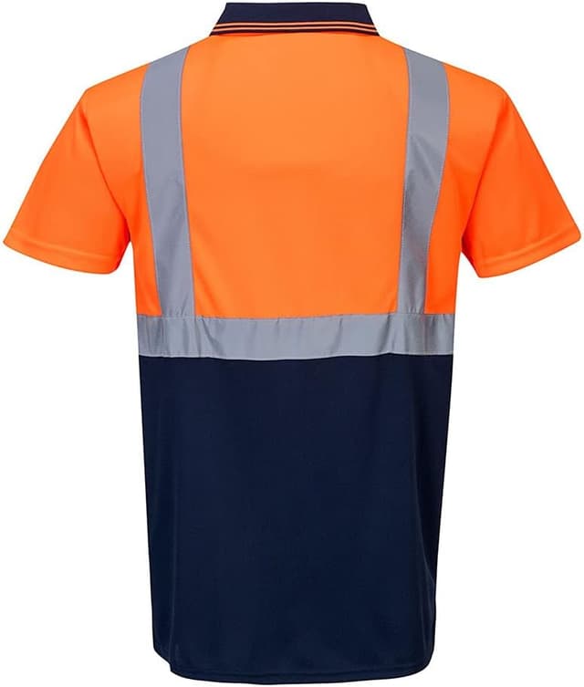 Detalle 2 de Portwest S479ONRM polo con maniche corte alta visibilità arancione/navy (taglia M)