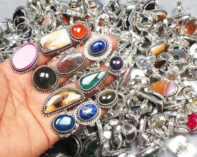 Thumbnail 6 de Silver Carats chunky silver rings pack