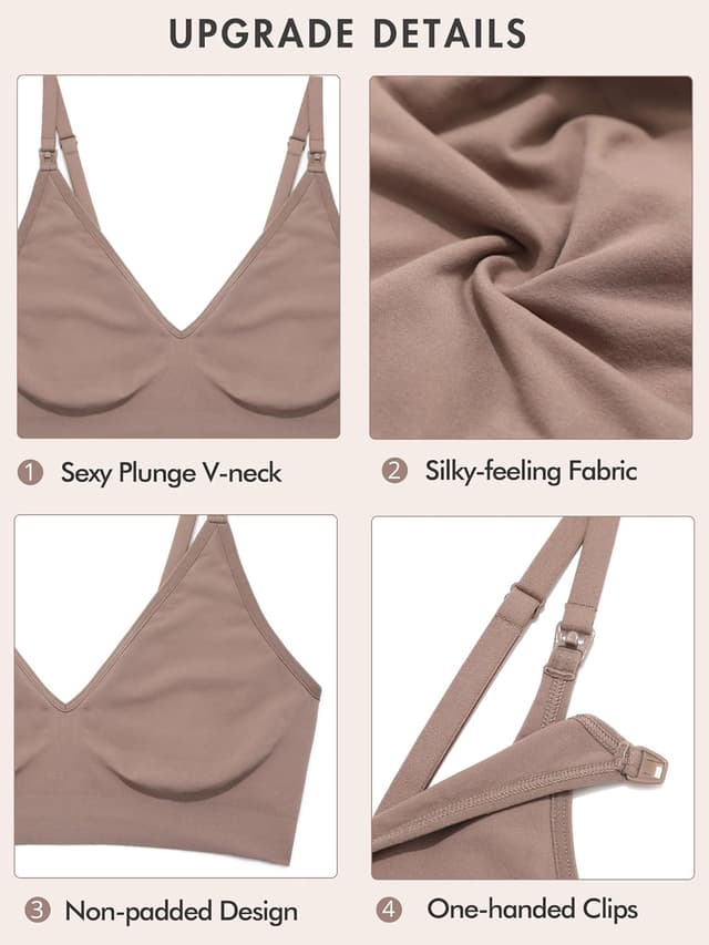 Detalle 1 de MOMANDA Seamless Nursing Bra Bralette (wireless, non-padded) for breastfeeding