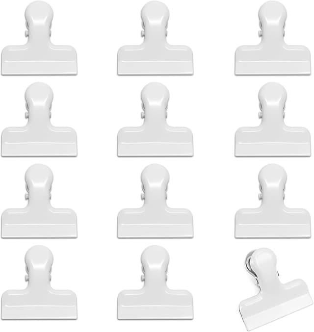 Detalle de heimzeit Pinces de fermeture pour sacs alimentaires en acier inoxydable (blanc) – lot de 12