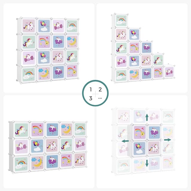 Thumbnail 4 de SONGMICS LPC906W01 Armadio modulare 16 cubi 123×31×123 cm