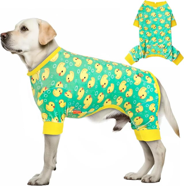 Detalle de KYEESE Velvet Dog Pajamas Onesie (Yellow Duck Print) – 2XL