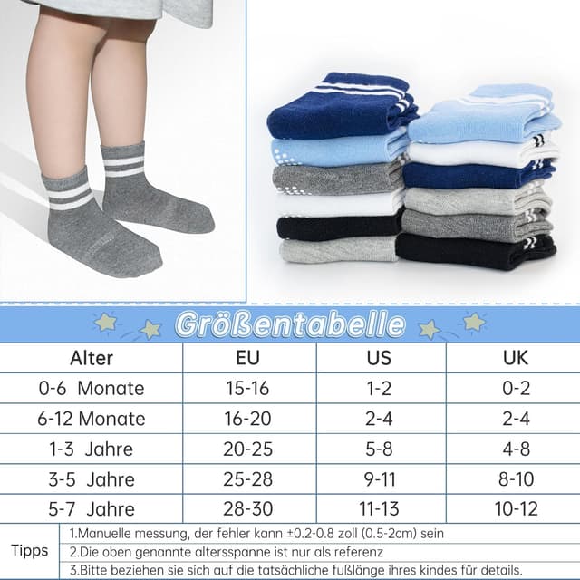 Thumbnail 6 de GRPSKCOS Rutschsocken Kinder 12 Paar
