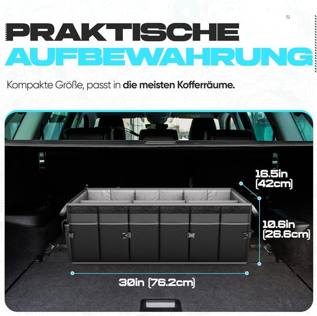 Detalle 2 de FORTEM Kofferraum-Organizer mit Kühler – faltbar, mit Befestigungsgurten und rutschfestem Boden