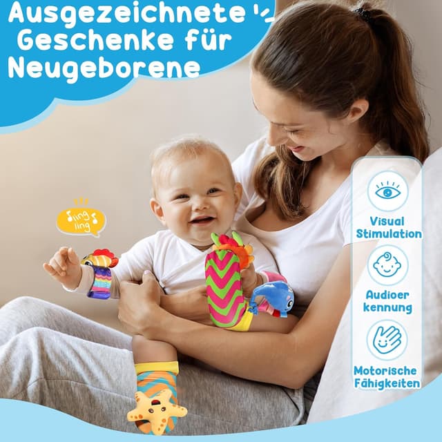 Thumbnail 6 de URMYWO 4Pcs Rassel Baby Socken