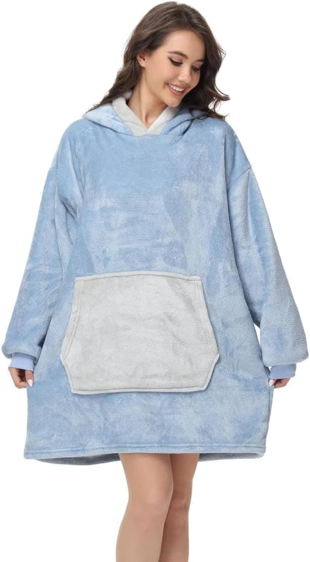 Detalle de chuangminghangqi Unisex Kuscheldecke als Hoodie mit Ärmeln und Kapuze – große Tier-Optik für Winter & Sofa