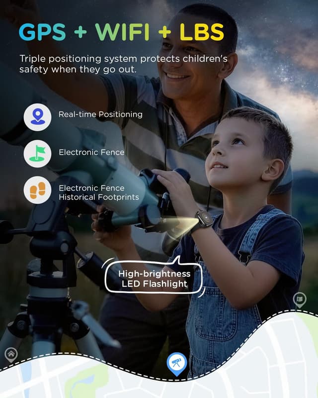 Detalle de 4G Smartwatch Bambini con GPS, chiamate e videochiamate HD – Modello nero