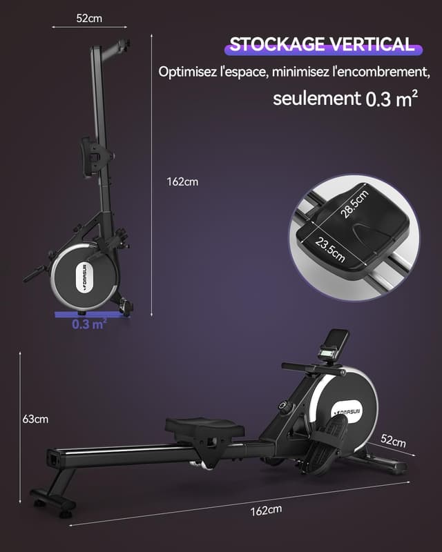 Thumbnail 5 de DMASUN Rameur Musculation 16 Niveaux Magnétique