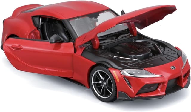 Detalle de Maisto Toyota GR Supra (rot) Modellauto 1:24 im Metall-Spritzguss – mit beweglichen Türen, Motorhaube und Lenkrad