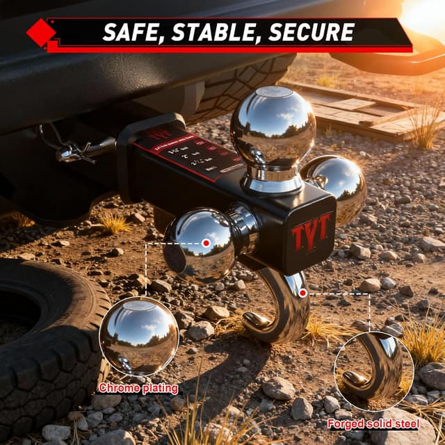 Detalle 2 de TYT Trailer Hitch Tri Ball Mount 10,000 lbs 🚚
