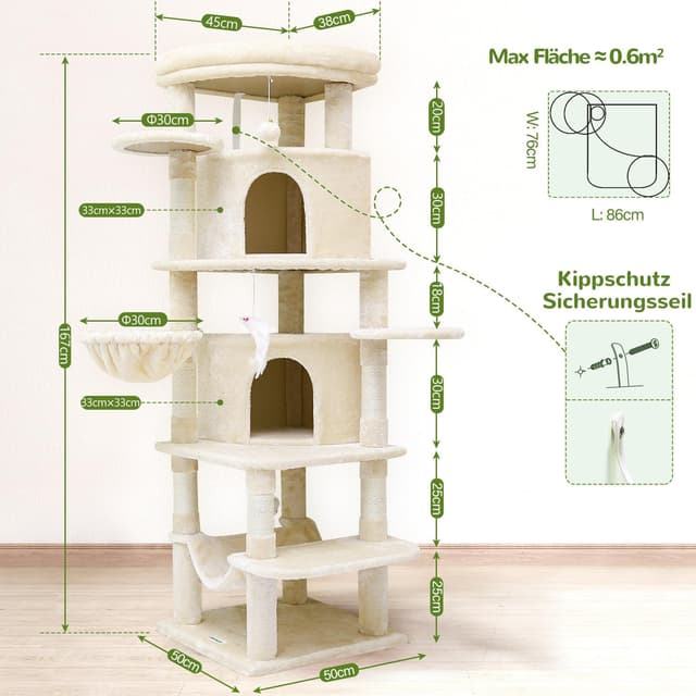 Thumbnail 6 de Globlazer Kratzbaum Beige 167 cm für 3-4 Katzen