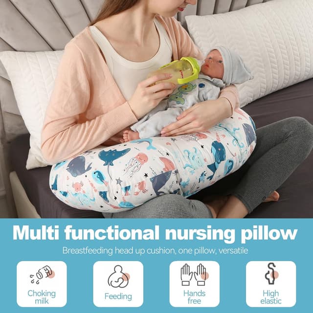 Detalle de Labtec Petit coussin d’allaitement bébé : coussin et oreiller d’allaitement déhoussable pour biberon et temps sur le ventre