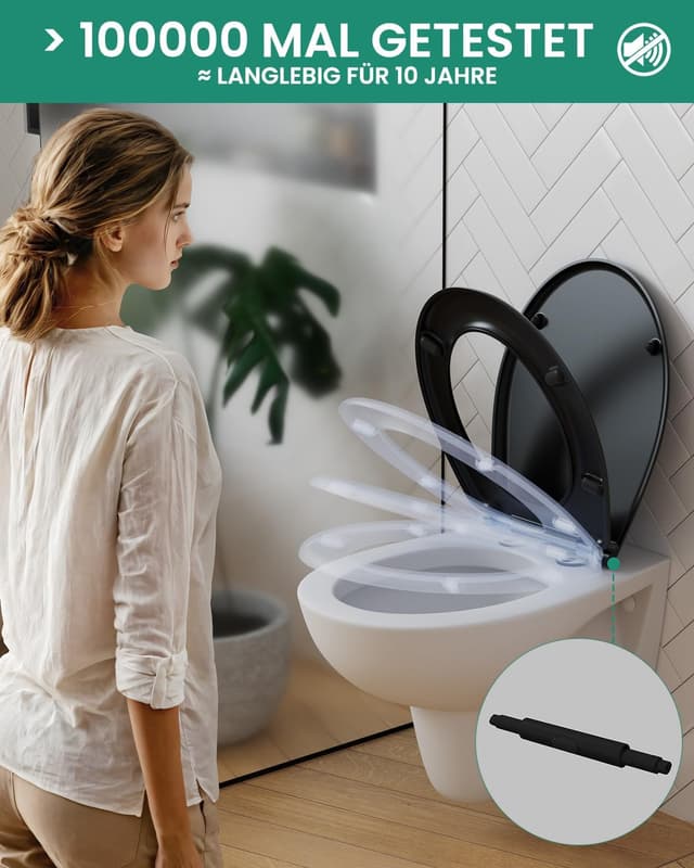 Detalle 2 de ANYCEE Tavoletta WC universale in duroplast nero con chiusura ammortizzata e sgancio rapido