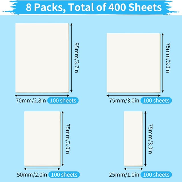 Detalle 2 de Transparente Haftnotizen (PET, wasserfest, wiederbeschreibbar) – 400 Blätter in vier Größen