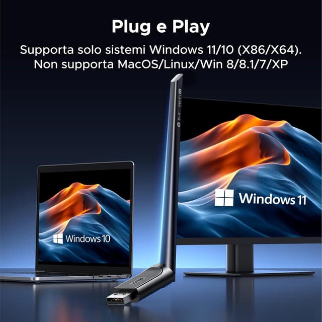 Thumbnail 6 de UGREEN AX900 adattatore Wi‑Fi 6 e Bluetooth 5.4 6dBi 📡