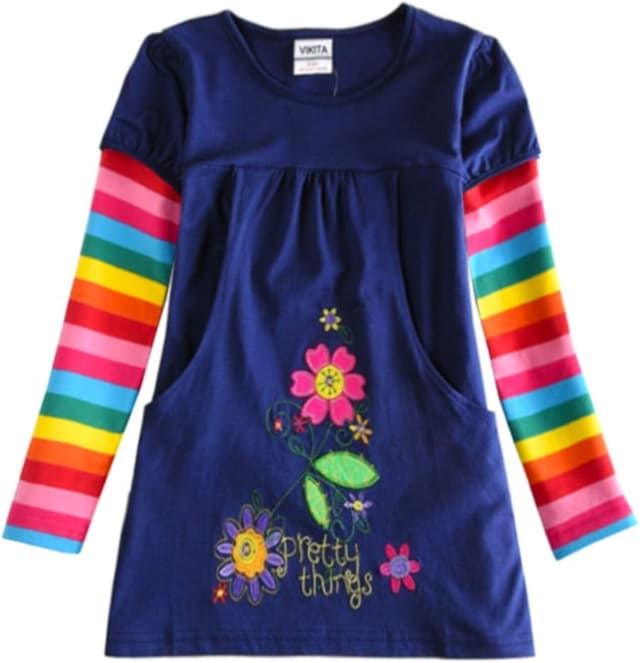 Thumbnail 4 de VIKITA Vestito Ricamo Floreale Manica Lunga Cotone Bambina