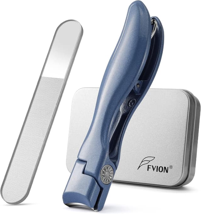 Detalle de FVION Nail Clipper for Thick Toenails & Wide-Jaw Fingernail Trimmer with Crystal File (Blue)
