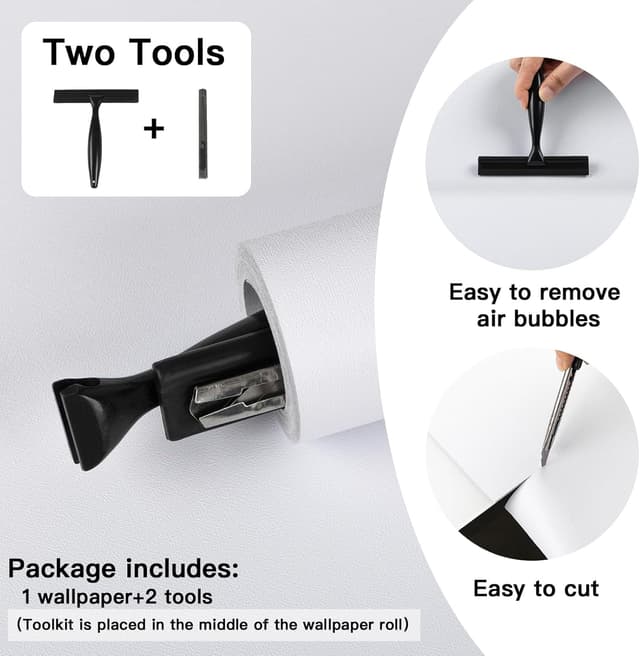 Detalle de Alened Klebefolie Möbel Weiß Matt 40×300 cm inkl. Toolkit – wasserfeste selbstklebende Möbelfolie