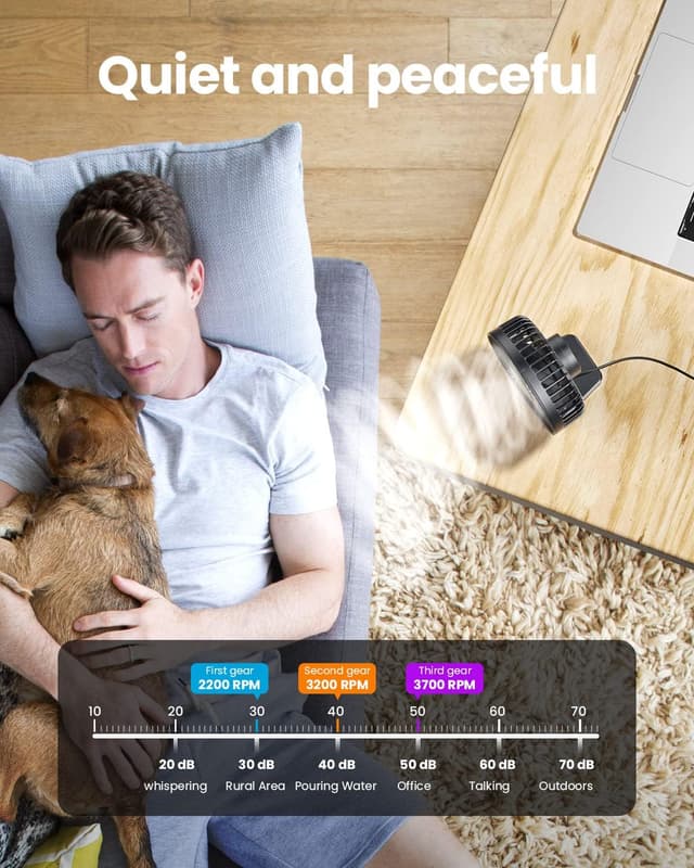 Thumbnail 5 de gaiatop USB Desk Fan Small Portable 3-speed mini fan 🌀