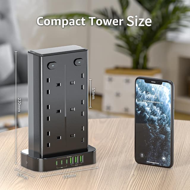 Thumbnail 6 de Tower Extension Lead with USB C Slots 1.8m