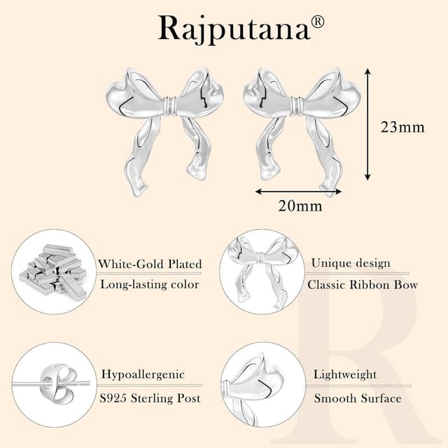 Detalle 1 de 925 Silver Bow Earrings 2.3 cm