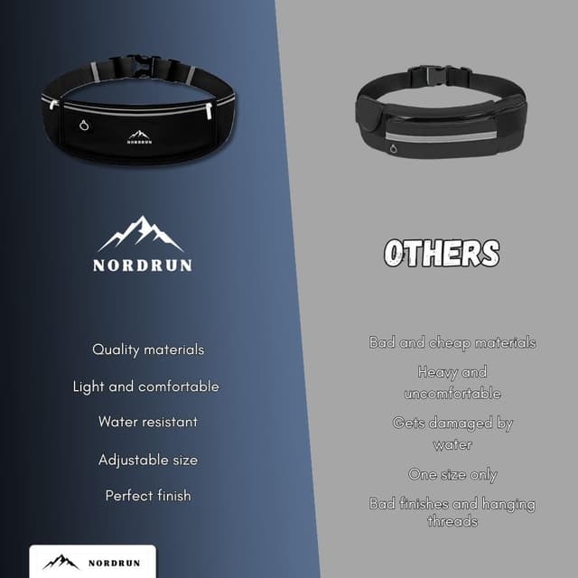 Detalle 2 de Nordrun Ceinture running étanche avec sac banane pour smartphone et affaires de course