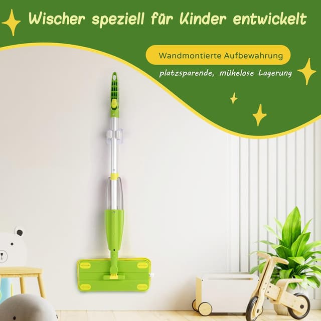 Detalle de EURYUNG Kinder Wischmopp mit Sprühfunktion für Kinder ab 3