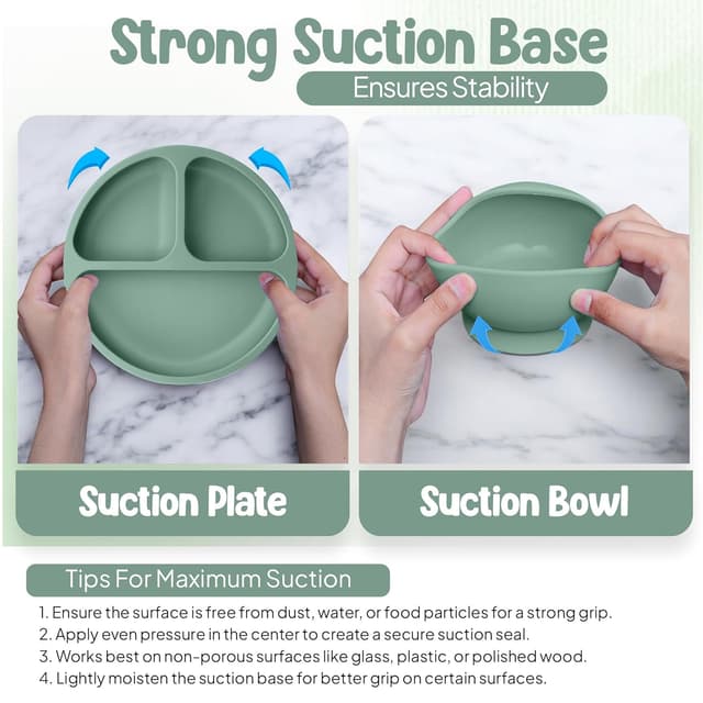 Detalle de O’doe Baby Weaning Set (15-Piece) Silicone Feeding Essentials with Suction Plate & Sippy Cup