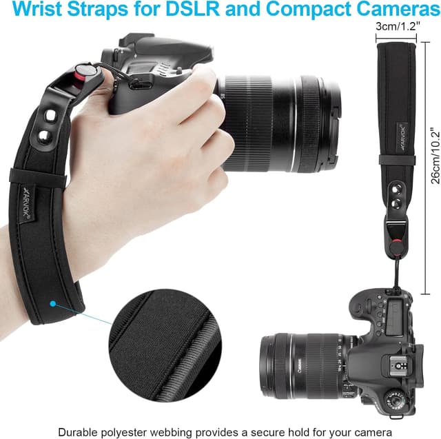 Detalle de Arvok ARVOK Camera Strap with Quick Release & Safety Tether – Adjustable DSLR Shoulder Strap for Nikon, Canon, Sony & Fuji