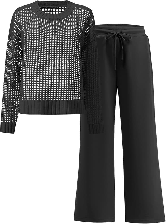 Detalle de ANRABESS Women's Crochet Sweater Set