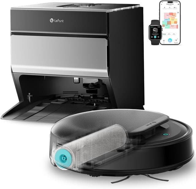 Detalle de Lefant M5 Pro Robot Aspirapolvere Lavapavimenti con rullo autopulente, 18.000 Pa e stazione automatica 120 giorni (Argento)