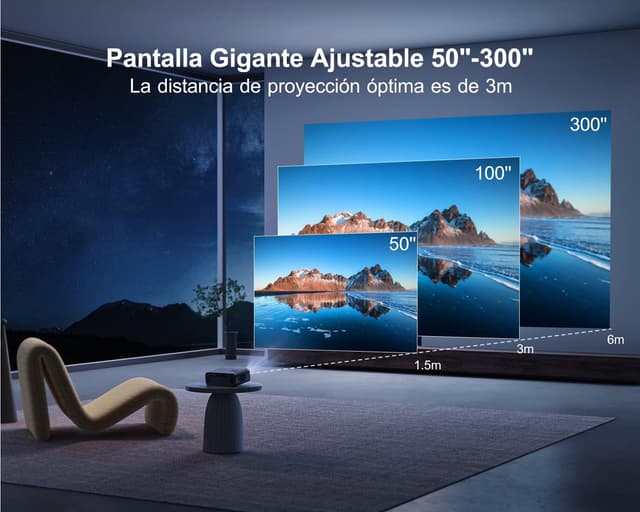 Detalle 1 de WiMiUS Proyector 4K: Cine en Casa con 28000 Lúmenes 🎥