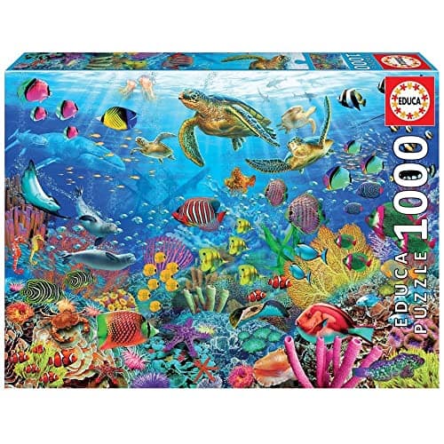Detalle 1 de Educa Puzzle 1000 Piezas Tortugas en el Paraíso 🐢 Incluye Pegamento