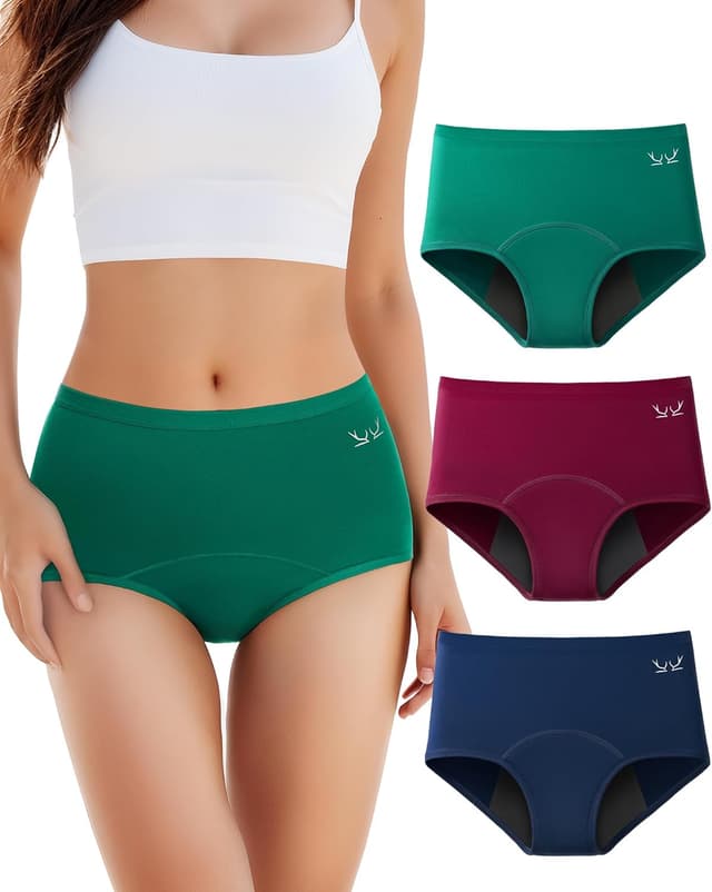 Detalle de TANSTC Periodenunterwäsche im 3er-Pack: High-Waist Slips aus Baumwolle für starke Blutungen